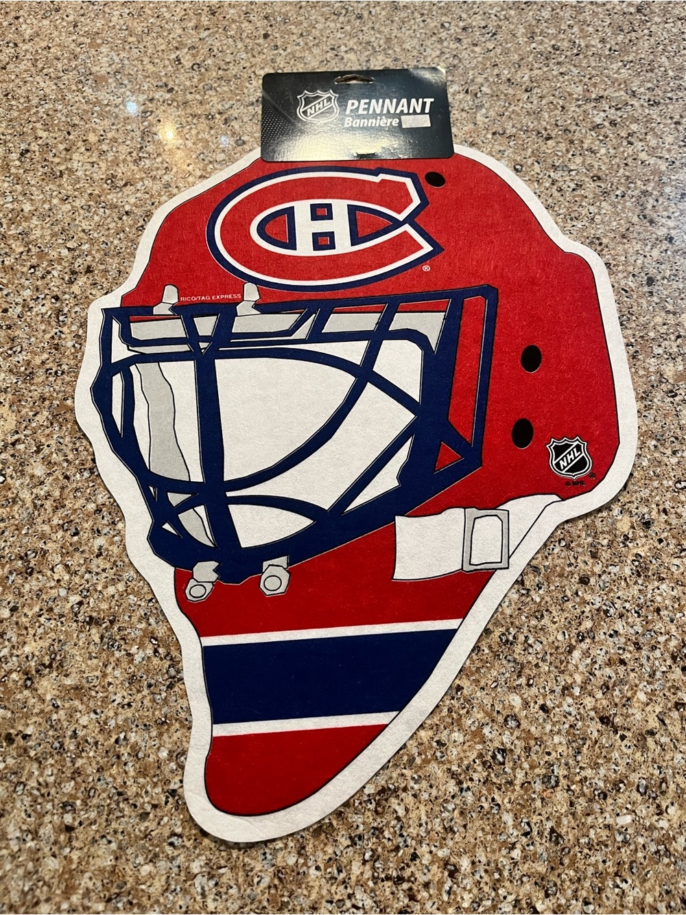 NHL Montreal Canadiens Red Goalie Helmet Pennant 13” X 18”